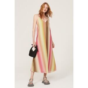 SCOTCH AND SODA Multicolored Twist Tassels Accordion Pleated Midi Dress Size 38